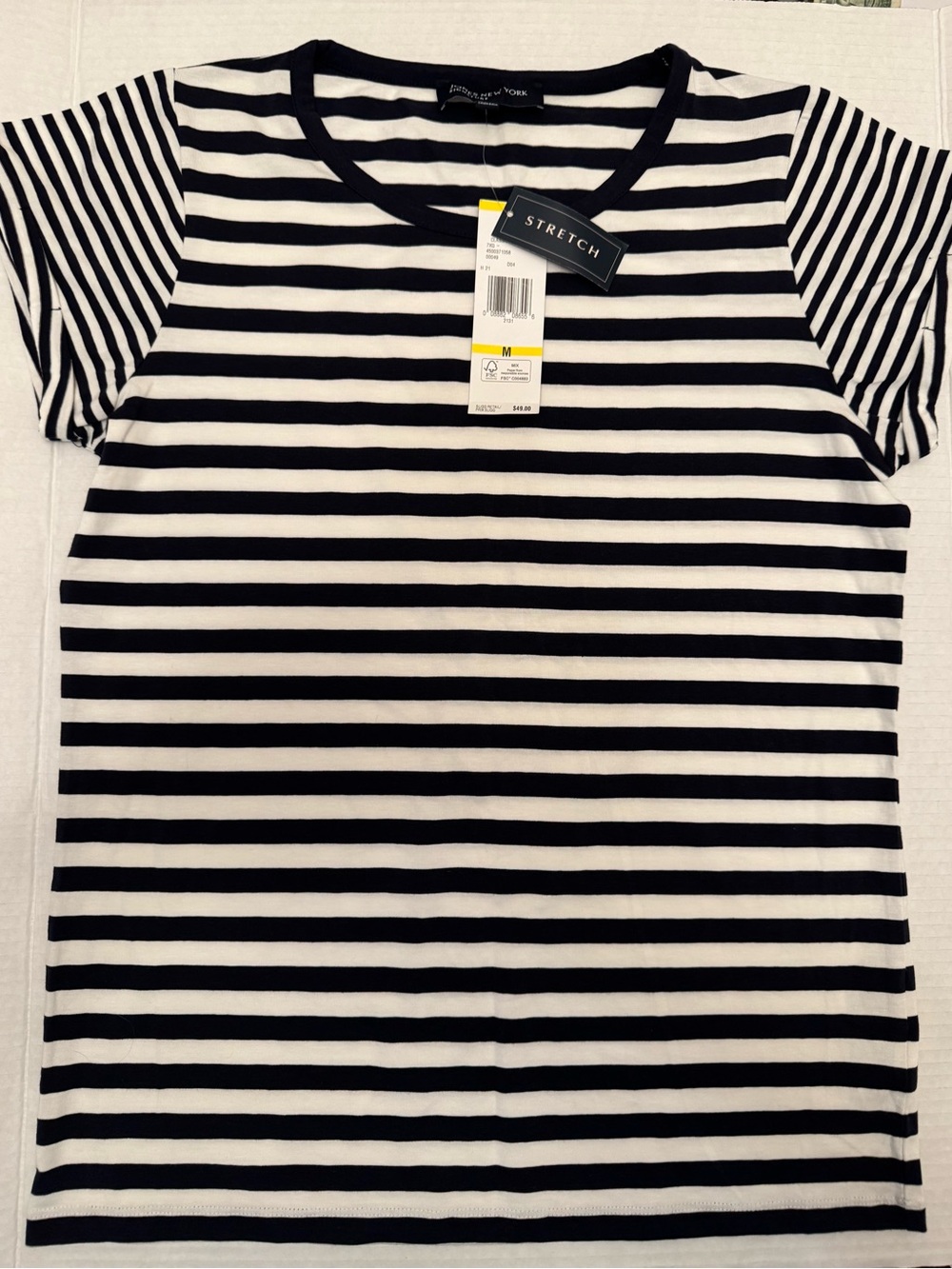 Jones New York Black and White Striped Short-Sleeve Tee